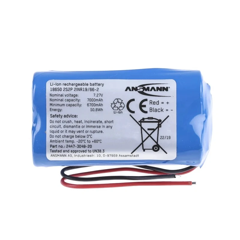 Ansmann 7.27 V Lithium-ion Rechargeable Battery Pack 7 Ah 4 Cells Wire Lead Termination 2447-3049-20-520
