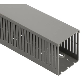 HellermannTyton Grey Wide Slot Cable Trunking, x D100mm x L2m, Polyvinyl Chloride, Self-Extinguishing, Series HTWD-PN W80mm