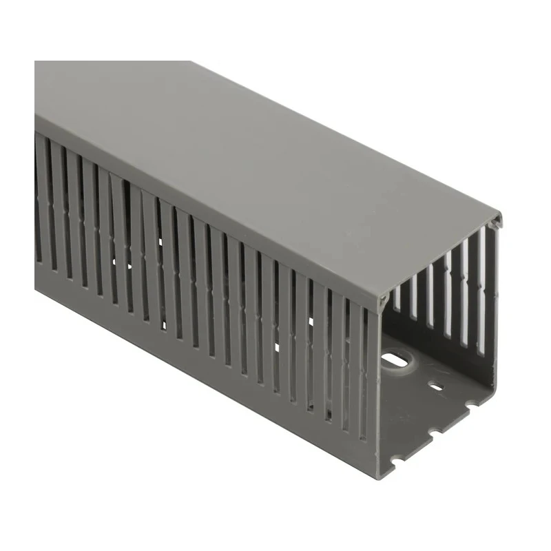 HellermannTyton Grey Wide Slot Cable Trunking, x D100mm x L2m, Polyvinyl Chloride, Self-Extinguishing, Series HTWD-PN W80mm