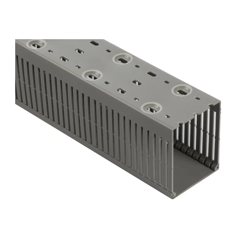 HellermannTyton Grey Wide Slot Cable Trunking, x D100mm x L2m, Polyvinyl Chloride, Self-Extinguishing, Series HTWD-PN W80mm