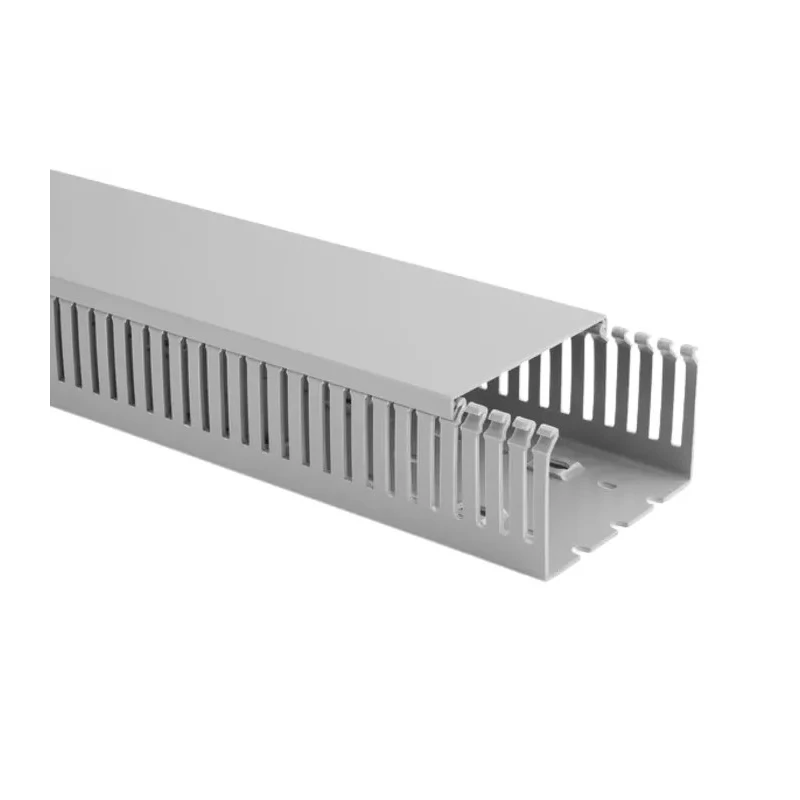 HellermannTyton Cable Trunking Wide Slot, Grey Polyvinyl Chloride, 80mm Width x 80mm Depth x 2m Length W80mm