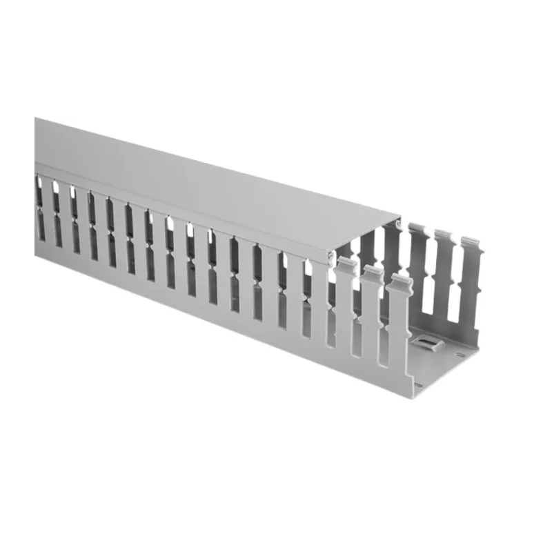 HellermannTyton HTWD-PW Grey Wide Slot Cable Trunking W80mm x D80mm x L2m Polyvinyl Chloride Germany HTWD-PW