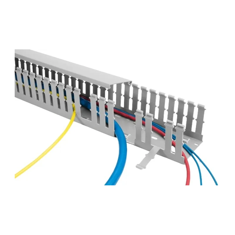 HellermannTyton HTWD-PW Grey Wide Slot Cable Trunking W80mm x D80mm x L2m Polyvinyl Chloride Germany HTWD-PW