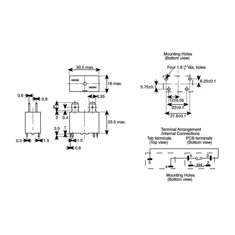 Omron DIN Rail Power Relay 5V DC Coil 20A Switching Current SPST G4A-1A-E DC5