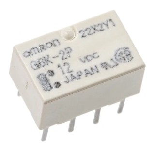 Omron Signal Relay PCB Mount 12V DC Coil, 1A Switching Current, DPDT Contact Configuration G6K-2P 12DC