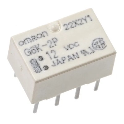 Omron Signal Relay PCB Mount 12V DC Coil, 1A Switching Current, DPDT Contact Configuration G6K-2P 12DC