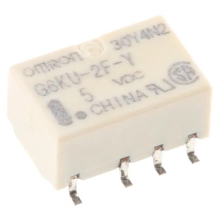 Omron Surface Signal Relay 5V DC Coil, 1A Switching Current, DPDT Contact Configuration G6KU-2F-Y DC5