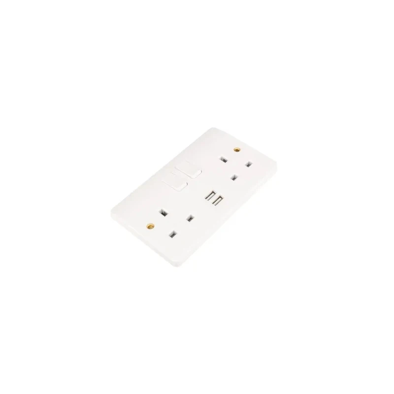 MK Electric 13A White 2 Gang Plug Socket Indoor USB Type G British K2744WHI