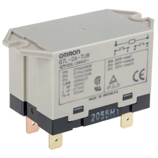 Omron Panel Mount Power Relay 24V AC Coil 25A Switching Current DPST G7L-2A-TUB AC24