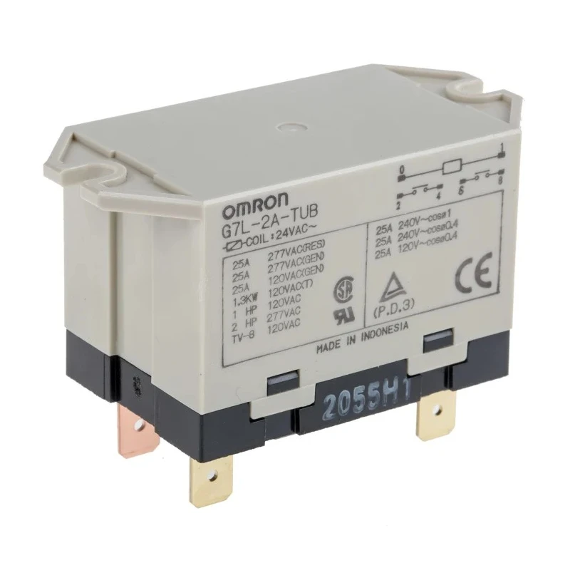 Omron Panel Mount Power Relay 24V AC Coil 25A Switching Current DPST G7L-2A-TUB AC24