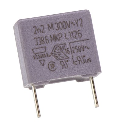 Vishay MKP 338 Film Capacitor X1, ±20 %, 2.2 nF, 1000 V dc, 440 V ac, Through Hole BFC233860222