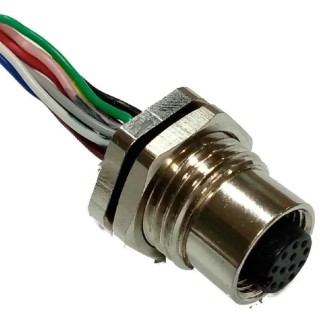 RS PRO Circular Connector, 12 Contacts, Panel Mount, M12 Size, Socket Female, IP67 Rated, 30V, 1.5A, CuZn Contact 144-7638