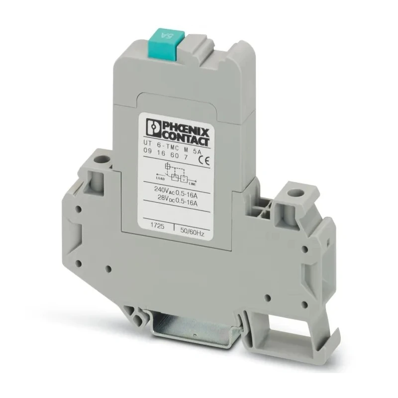 Phoenix Contact CLIPLINE UT 6-TMC Thermal Circuit Breaker 5A Current Rating 1-Pole DIN Rail Mount 0916607
