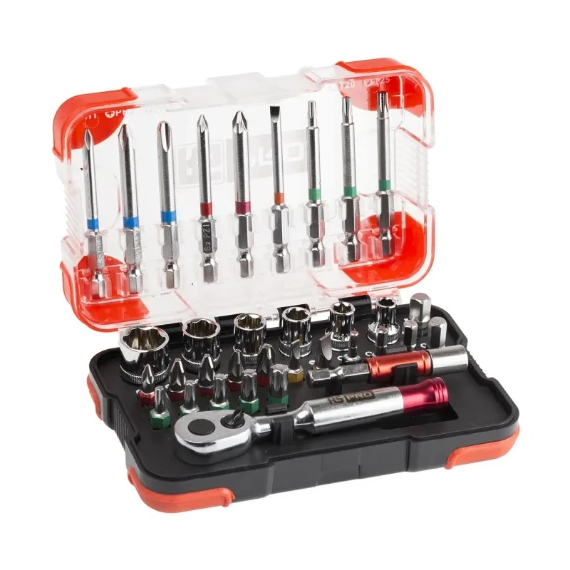 RS Pro Ratchet Hex Phillips Pozidriv Slotted Torx Screwdriver Bit Set 34 Pieces 144-7955