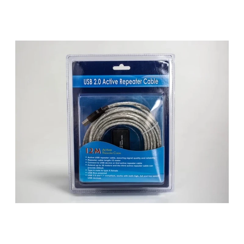 RS PRO 1-Port USB 2.0 Extension Cable, Type A Male to Female, 12 m Length, 950mW Power Consumption 144-8000