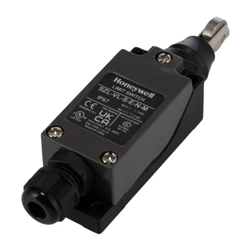 Honeywell Technologies SZL-VL-S Series Roller Plunger Limit Switch, 1 NO/1 NC, IP67 Metal Housing, 380V AC, 10A 