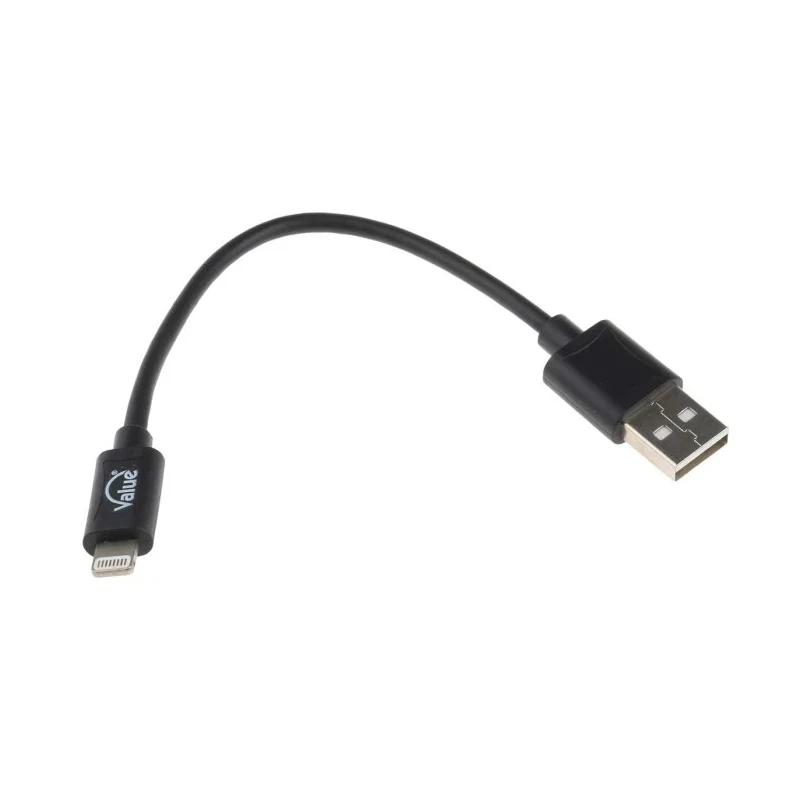 RS PRO IC Socket USB Cable Male USB Type A to Male Lightning Connector USB 2.0 Black 150mm 144-8587