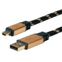 Roline IC Socket USB Cable Male USB Type A to Male Mini USB Type B Gold Black 3m 11.02.8823-10