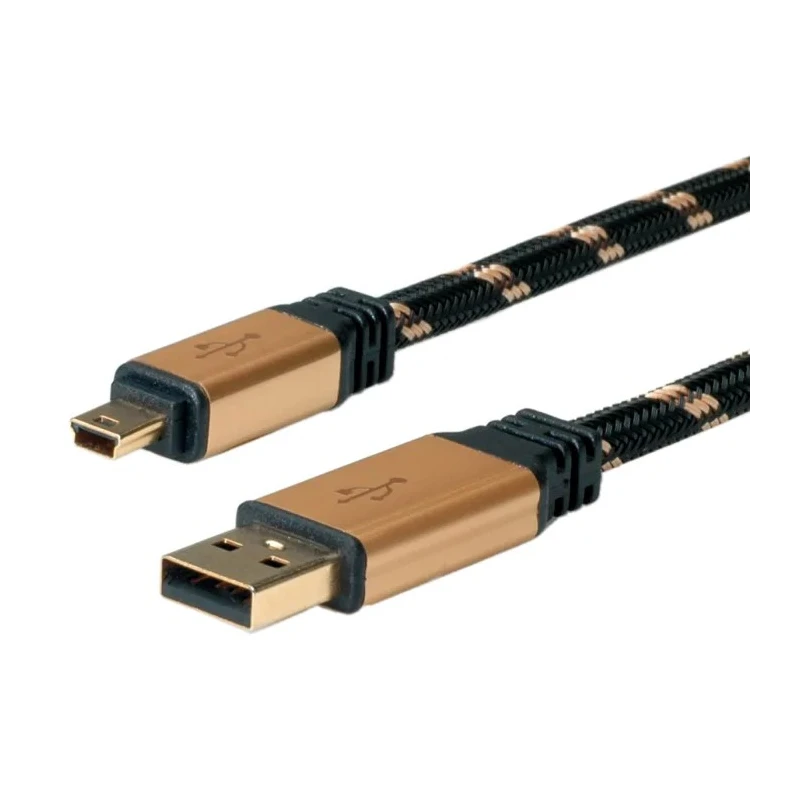 Roline IC Socket USB Cable Male USB Type A to Male Mini USB Type B Gold Black 3m 11.02.8823-10
