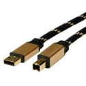 Roline IC Socket USB Cable USB 2.0 Black Gold 4.5m Male USB Type A to Male USB B 11.02.8805-5