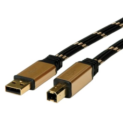 Roline IC Socket USB Cable USB 2.0 Black Gold 4.5m Male USB Type A to Male USB B 11.02.8805-5
