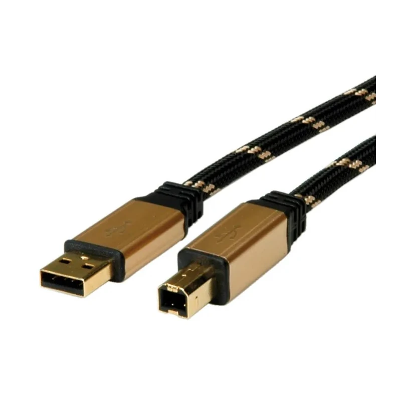 Roline IC Socket USB Cable USB 2.0 Black Gold 4.5m Male USB Type A to Male USB B 11.02.8805-5