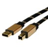 Roline IC Socket USB Cable USB 2.0 Black Gold 4.5m Male USB Type A to Male USB B 11.02.8805-5