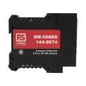 RS PRO Unmanaged 8 Port Ethernet Switch 10/100 Mbps DIN Rail Mount IP-20 Metal Case 144-8674