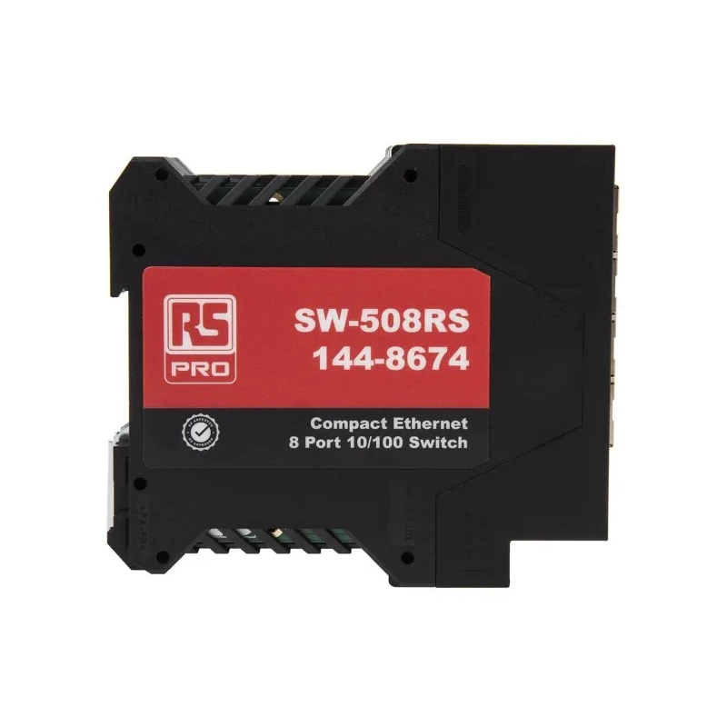RS PRO Unmanaged 8 Port Ethernet Switch 10/100 Mbps DIN Rail Mount IP-20 Metal Case 144-8674