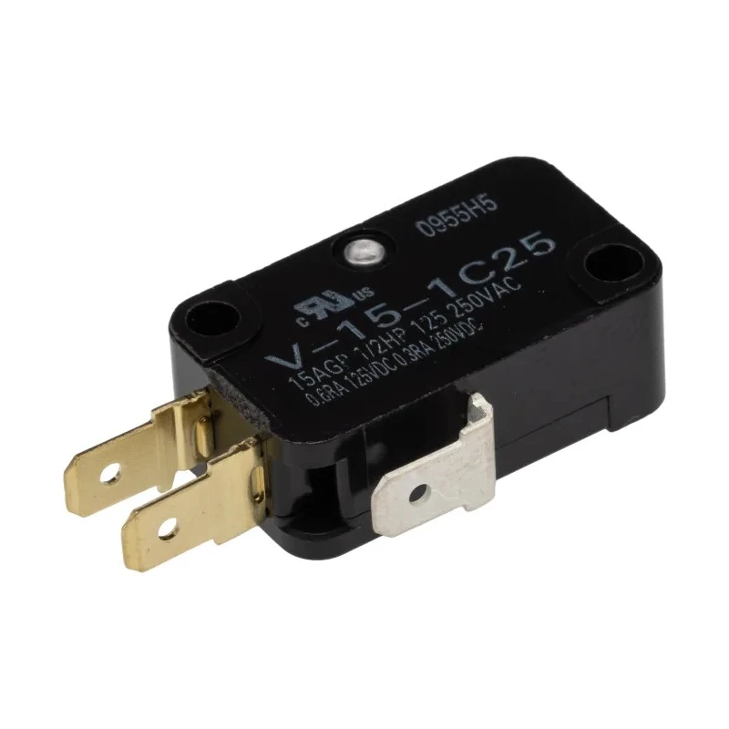 Omron Pin Plunger Micro Switch, Tab Terminal, 15 A, 250 V AC, SPDT, IP40 V-15-1C25