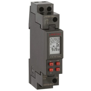 Muller Digital DIN Rail Time Switch 230V AC, 1 Channel, 60 Memory Spaces SC 08.13 PRO 230V 50-60HZ