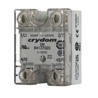 Crydom Solid State Relay Panel Mount, 50 A Load, 280 V AC Load, 32 V DC Control Model 84137020
