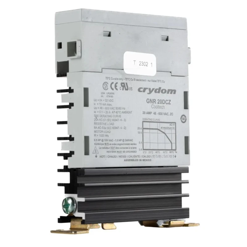 Crydom Solid State Relay 20 A Load, DIN Rail Mount, 600 Vrms Load, 32 V dc Control GNR20DCZ