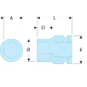 Facom 17 mm 1/2 in Drive Standard Impact Socket, 38mm Length NSD.17B