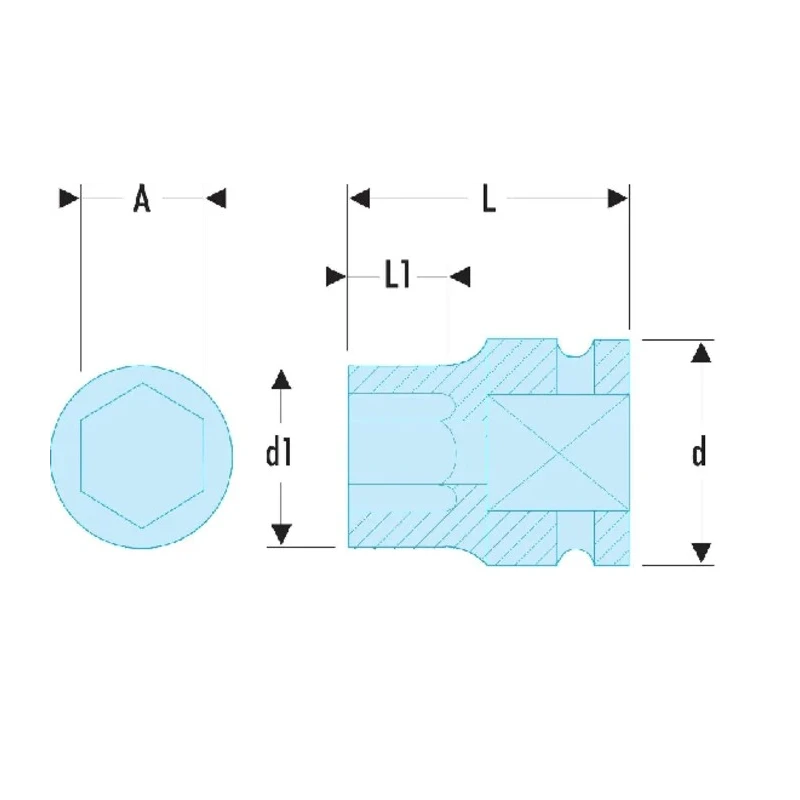 Facom 17 mm 1/2 in Drive Standard Impact Socket, 38mm Length NSD.17B