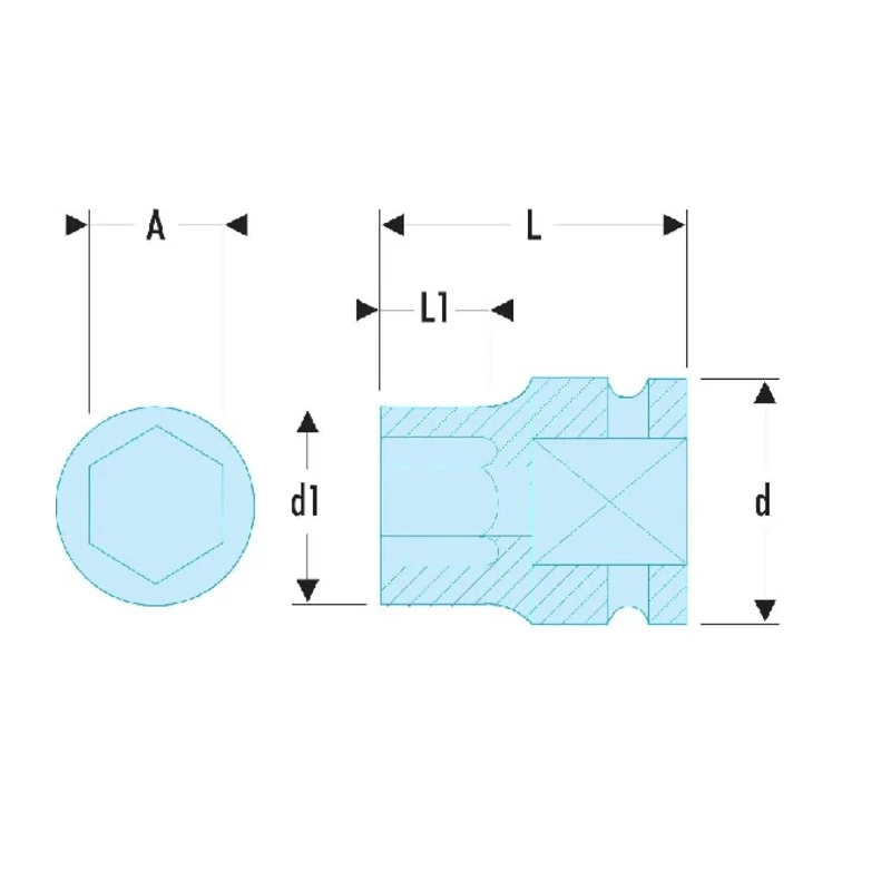 Facom 19 mm 1/2 in Drive Standard Impact Socket, 38 mm Length NSD.19B