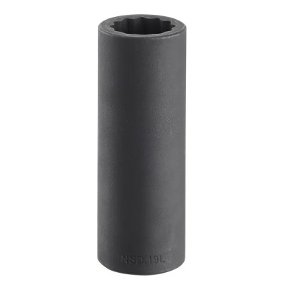 Facom 19 mm 12 Point 1/2 in Drive Impact Socket, Chrome Molybdenum Steel, 82 mm Length NSD.19L