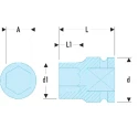 Facom 20 mm Metric Standard Impact Socket, 1/2 in Drive, 38 mm Length NSD.20B