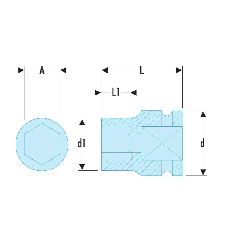 Facom 24 mm 1/2 in Drive Standard Impact Socket, 42mm Length NSD.24B