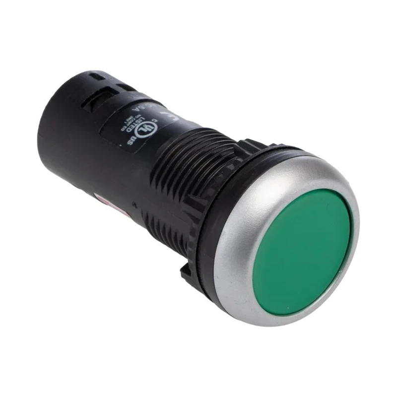 RS PRO Push Button Complete Unit Panel Mount 22 mm Cutout Green SPST Momentary Actuation IP65 145-0607