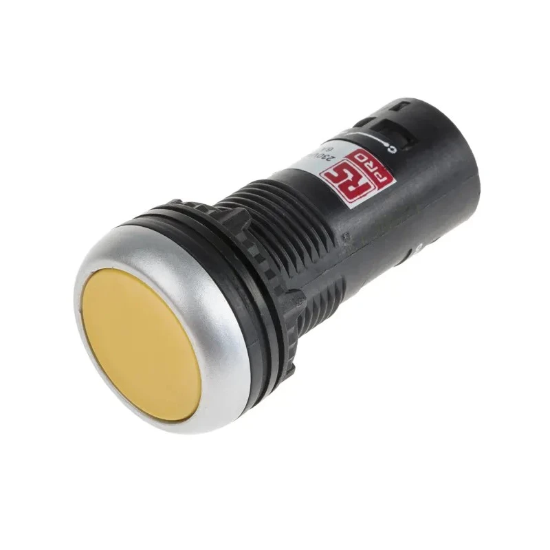 RS PRO Push Button Complete Unit Panel Mount 22 mm Cutout Yellow DPST IP65 230V 6A 145-0617