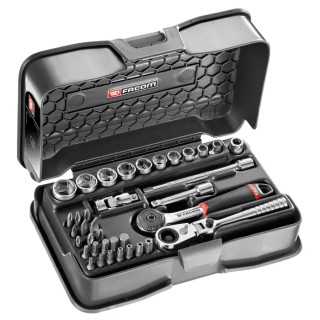 Facom 37-Piece 1/4 in Hexagon Socket & Bit Set Chrome Vanadium Steel Bright Chrome Finish R.161-6P6HXPB