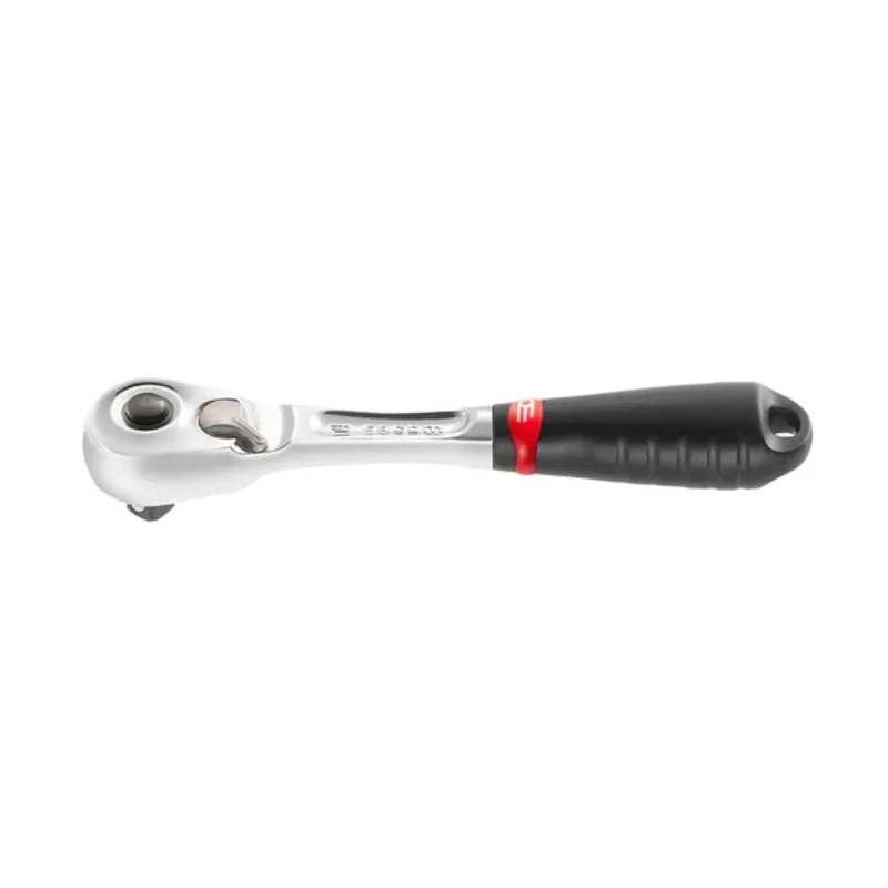 Facom 1/4 in Ratchet with Bi-Material Elastomer Handle, Pear Head, 72 Teeth, Satin Chrome Finish RL.171