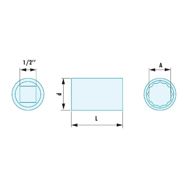 Facom 1/2 in Drive 10 mm 12 Point Square Socket, 40 mm Overall Length S.10SR