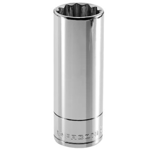 Facom 1/2 in Drive 1/2 in 12 Point Square Socket, Bright Chrome Finish, 82.2mm Overall Length S.1/2LA