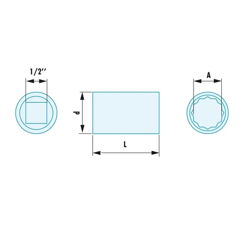 Facom Socket 1/2 in Drive 21 mm 12 Point Square Beryllium Copper Alloy Anti-Magnetic Non-Sparking 43mm Overall Length S.21SR