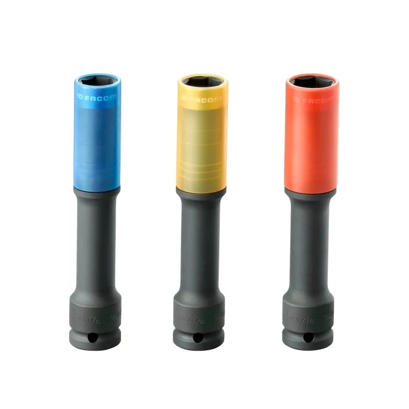 Facom 3-Piece 1/2 in 6 Point Extra Long Impact Socket Set Teflon Finish NSI.3EL