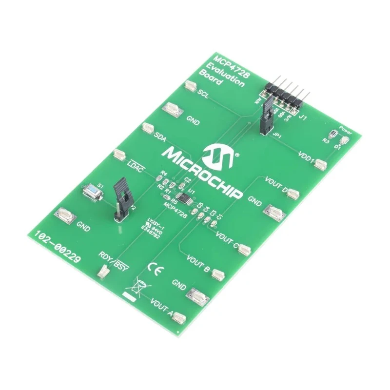 Microchip Signal Conversion Development Kit MCP4728EV 12-Bit Quad DAC, I²C, -40°C to +125°C MCP4728EV