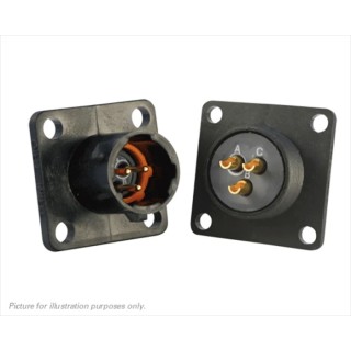 Souriau Sunbank by Eaton Circular Connector, 3 Contacts, Flange Mount, Plug Male, Standard Size, 600V, 7A UTS08E3P