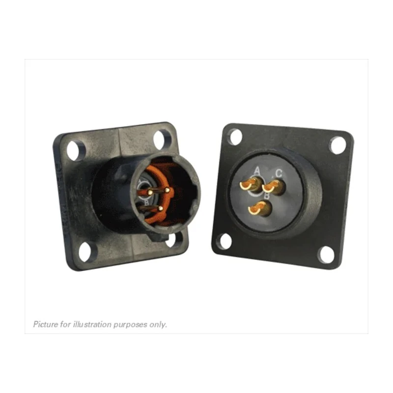 Souriau Sunbank by Eaton Circular Connector, 3 Contacts, Flange Mount, Plug Male, Standard Size, 600V, 7A UTS08E3P